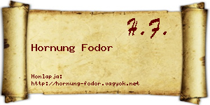 Hornung Fodor névjegykártya